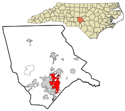 Moore County North Carolina incorporated and unincorporated areas Southern Pines highlighted